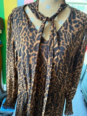 Ralph Lauren Leopard Print Tie-Neck Women's dress in Brown